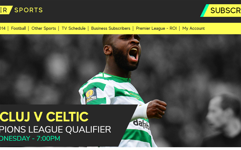 Image for Premier Sports website claims Celtic match but broadcaster remains silent over Cluj clash